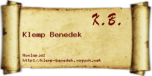 Klemp Benedek névjegykártya
