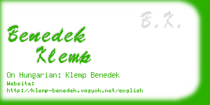 benedek klemp business card